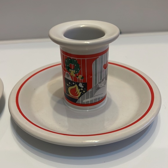 Spode Christmas Tree Candle Stand Pair - Picture 2 of 3